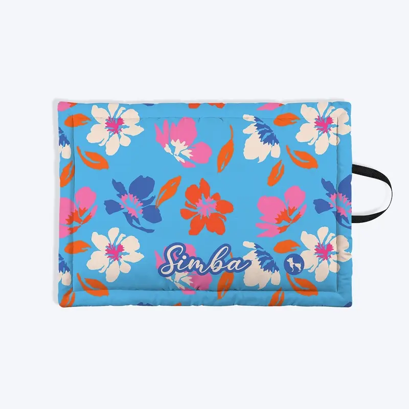 HUFT Personalised Summer Bloom Mat For Dog & Cat - Blue