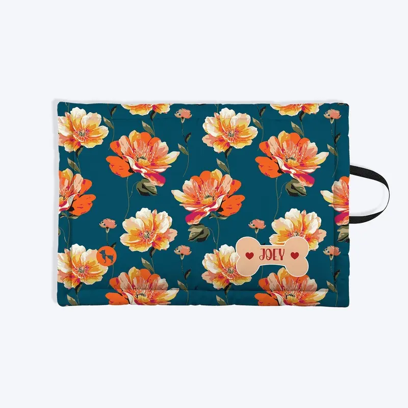HUFT Personalised Sunset Bloom Mat For Dog & Cat - Navy Blue