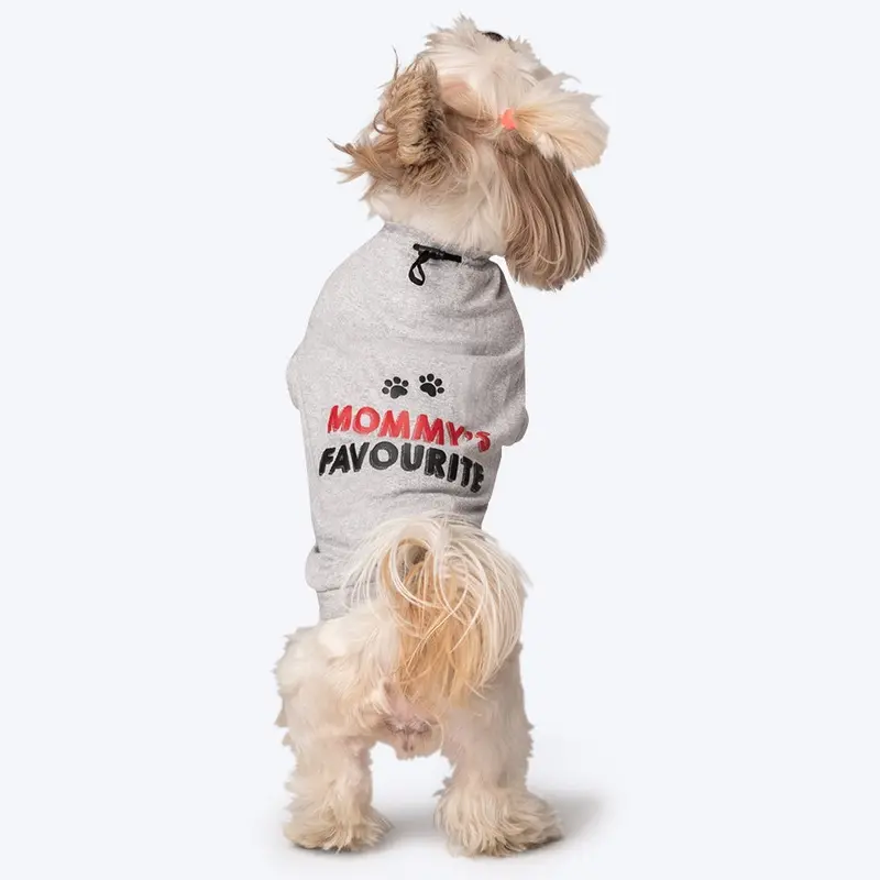 HUFT Twinning - Mommy's Favourite T-Shirt For Dogs - Grey with Black & Red Print