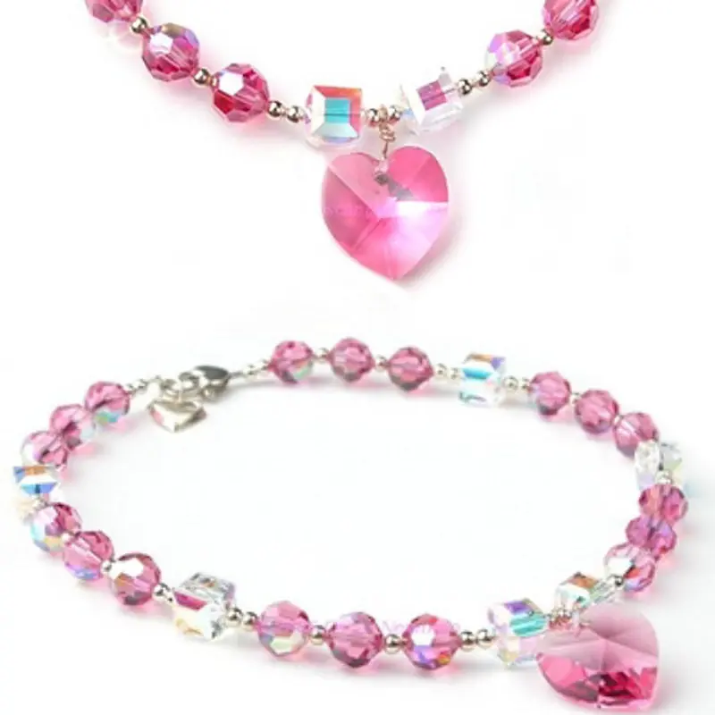 Pink Ice Crystal Heart Pendant Dog Necklace