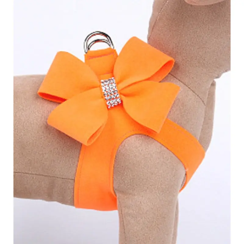 Electric Orange Nouveau Bow Dog Harness
