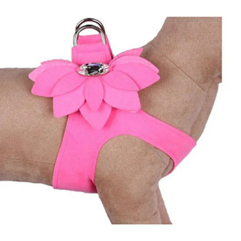 Perfect Pink Water Lily Ultrasuede Step In Dog Harness