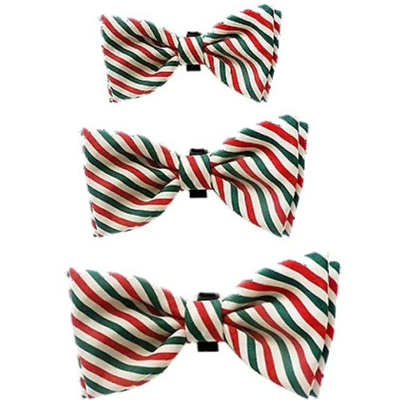 Pet Dog Christmas Bow Tie - Mint Stripe Large