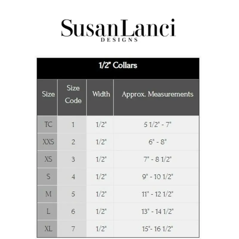 Susan Lanci 1/2" Width Collars Sizing Chart and Video