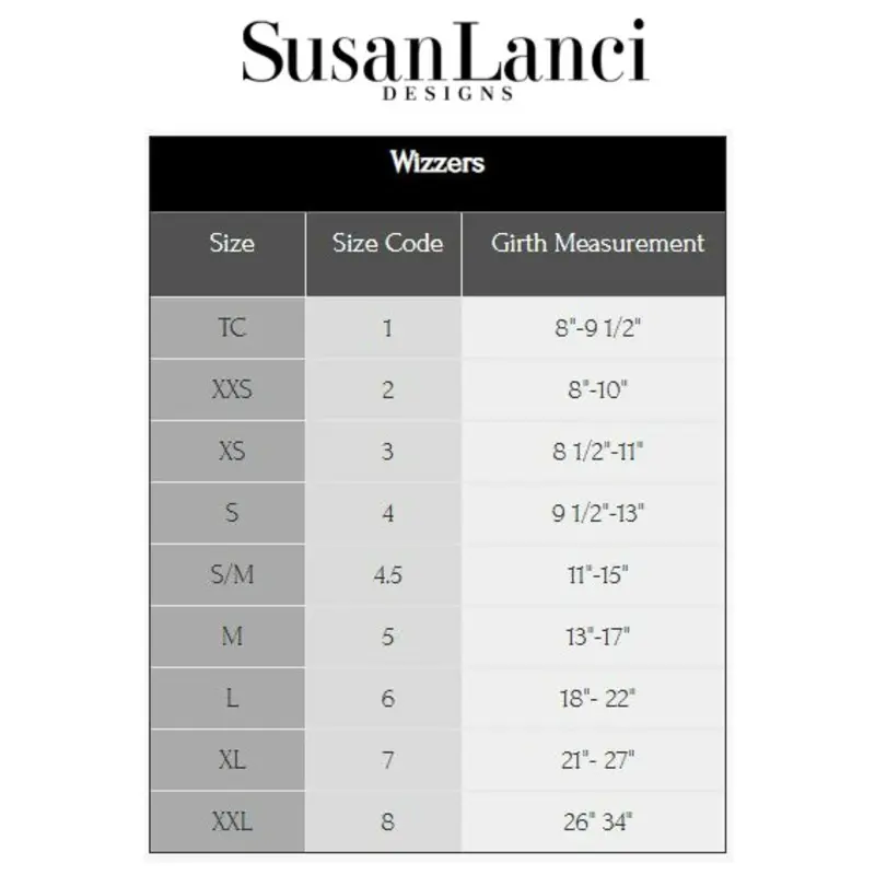 Susan Lanci Wizzer Belly Bands Sizing Chart and Video