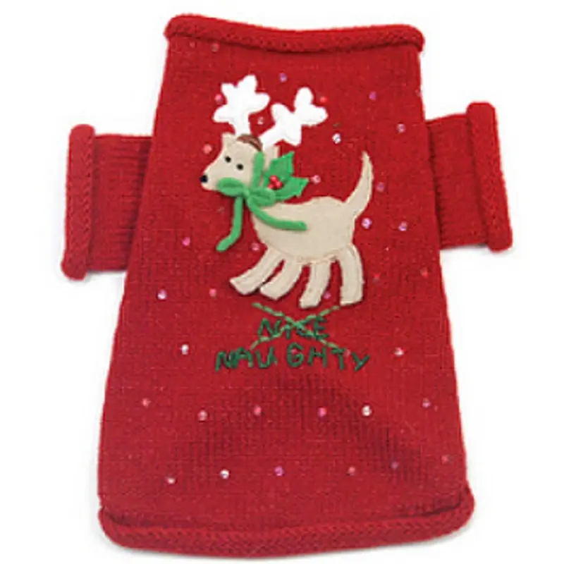 Naughty or Nice Christmas Dog Sweater MED, LAST ONE