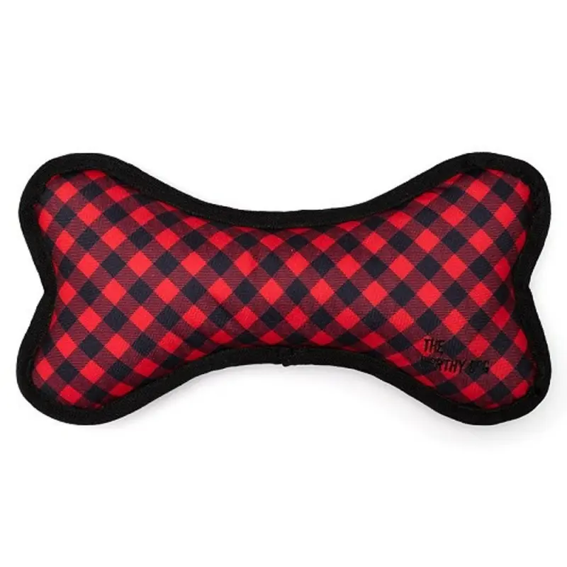Bias Buffalo Plaid Bone Dog Toy - 2 Sizes Small