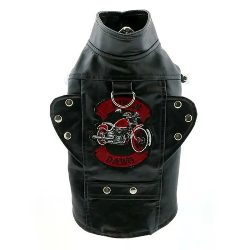Biker Dawg Dog Jacket - Black XXS