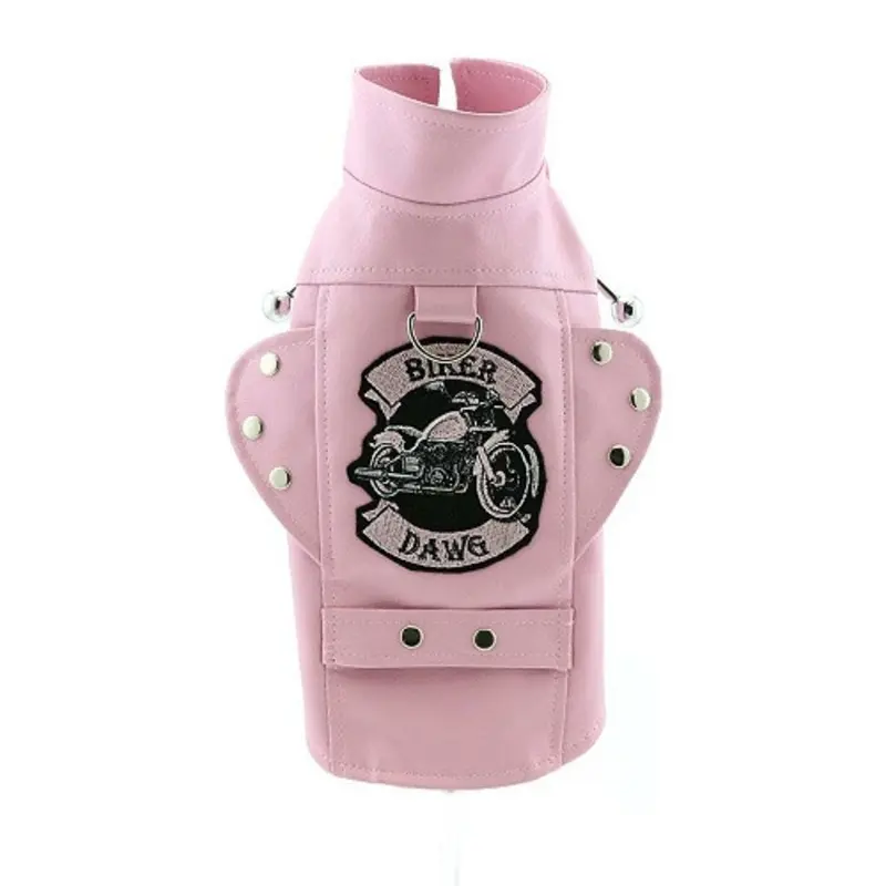 Biker Dawg Dog Jacket - Pink XS