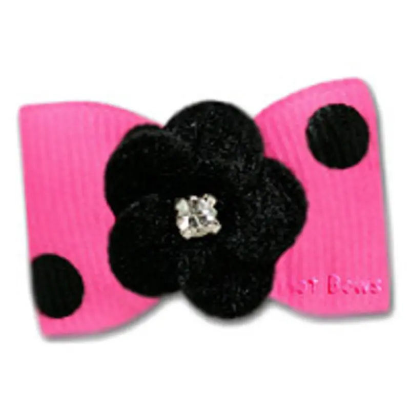 Dog Bow Barrette - Rhonda Polka Dot Latex Bands