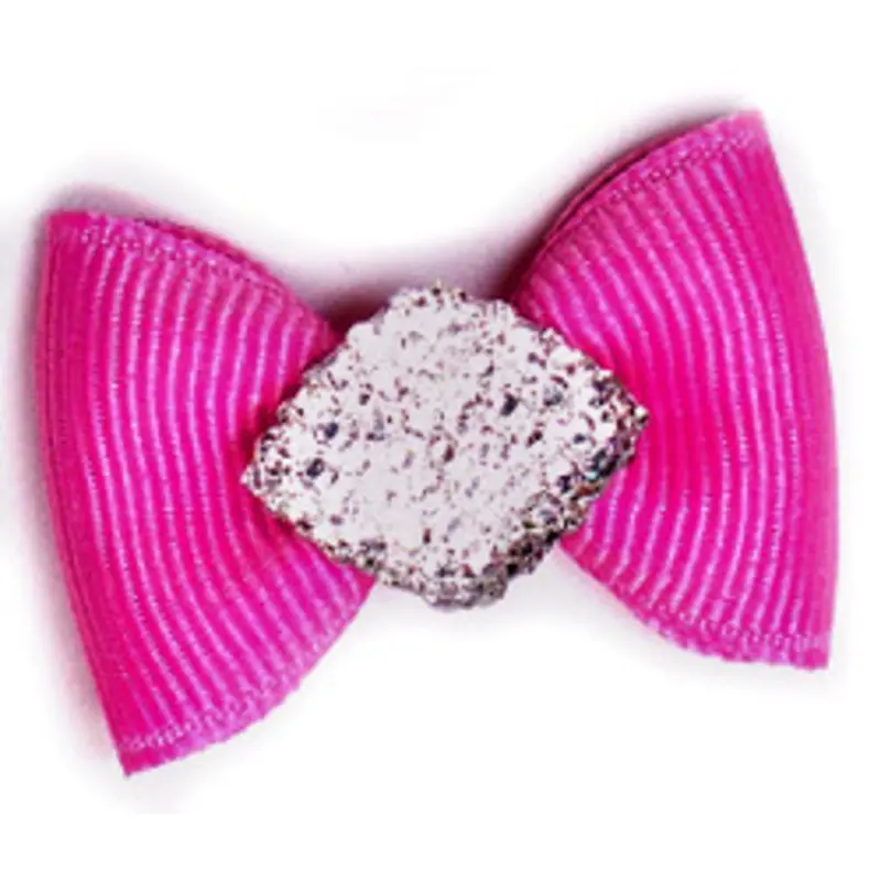 Dog Hair Bow Barrette - Diamonds are a Girls BFF Alligator Clip