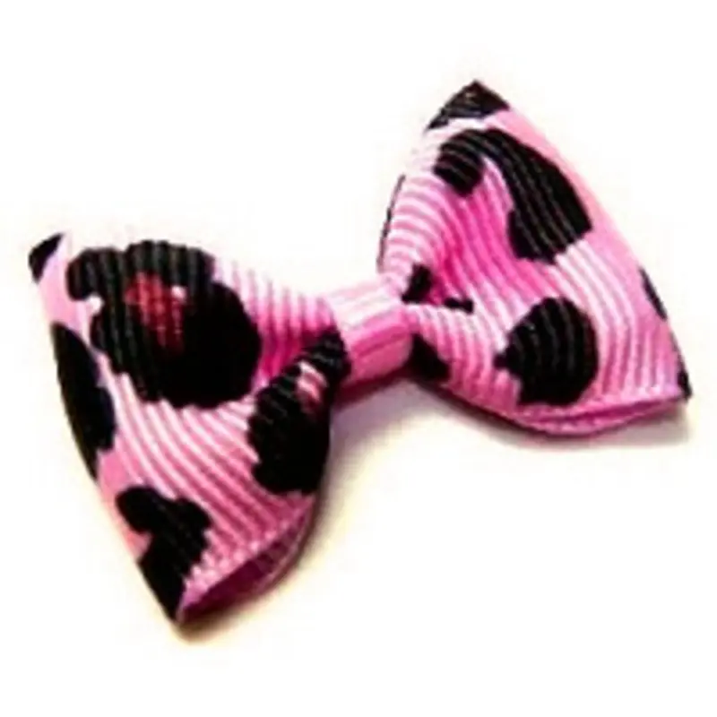 Dog Hair Bow Barrette - Pink Leopard Alligator Clip