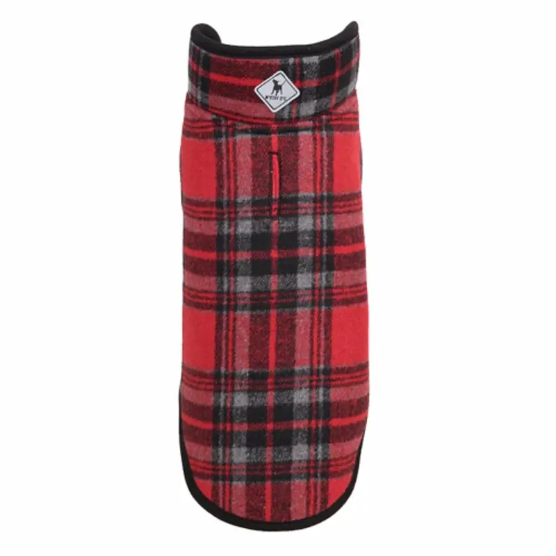 Alpine Sherpa Lined Dog Coat - Red/Black Plaid 8