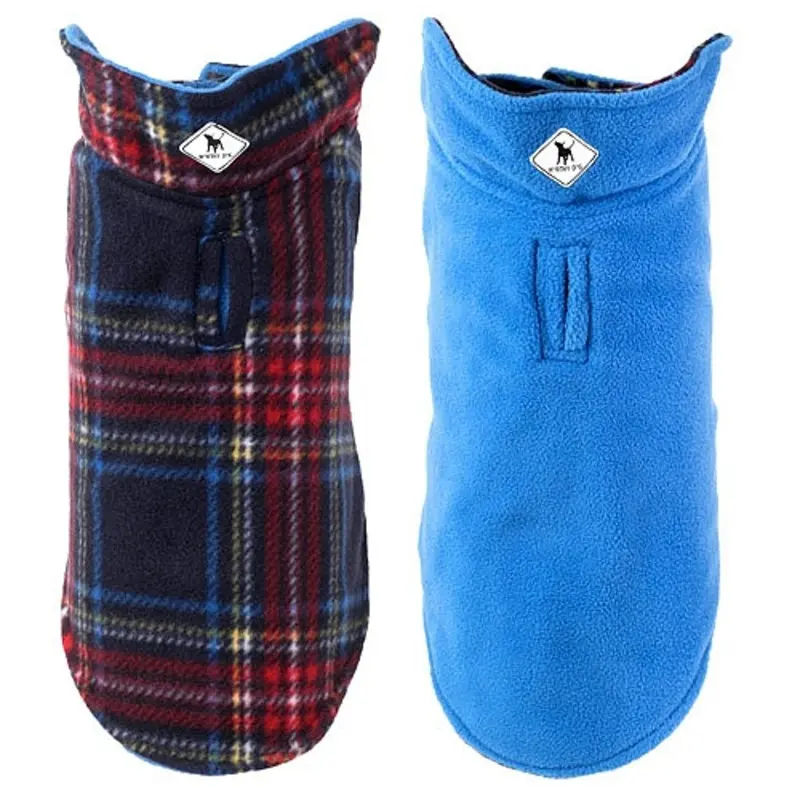 Fargo Fleece Pet Dog Jacket Coat - Navy Plaid II 12