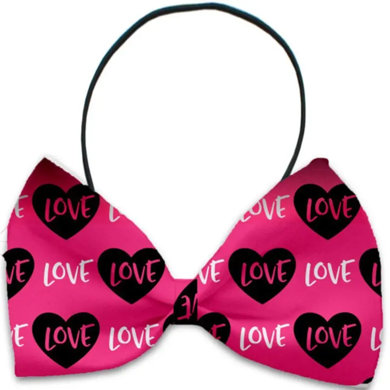 Pink Love Pet Dog Bow Tie One Size