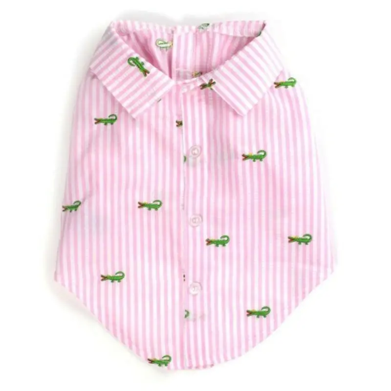 Pink Stripe Alligator Pet Dog Shirt - Small - Big Dog XS