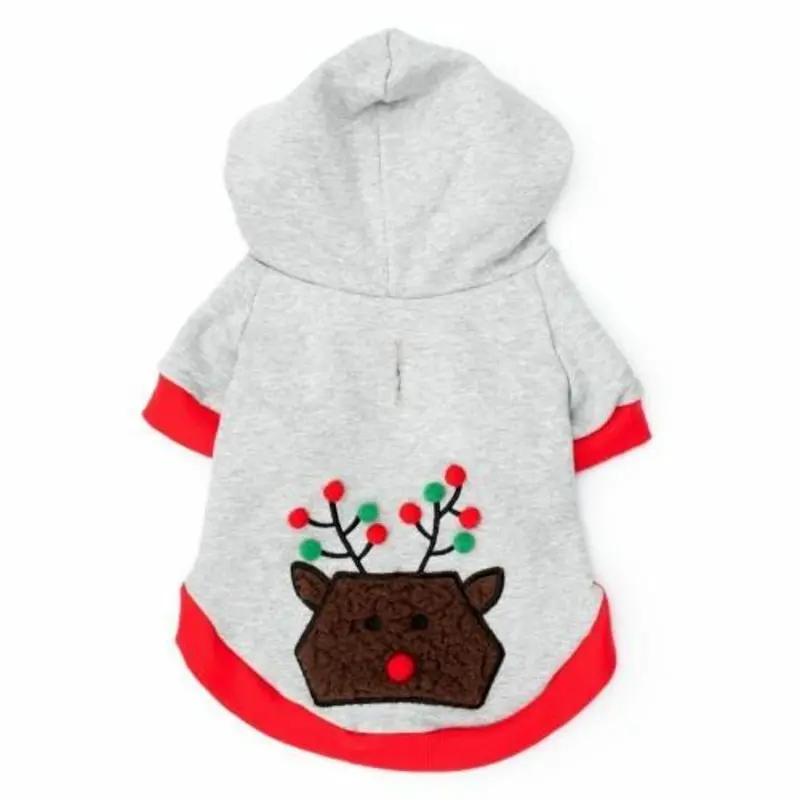 Pom Pom Reindeer Pullover Pet Dog Hoodie - Small - Big Dog XS