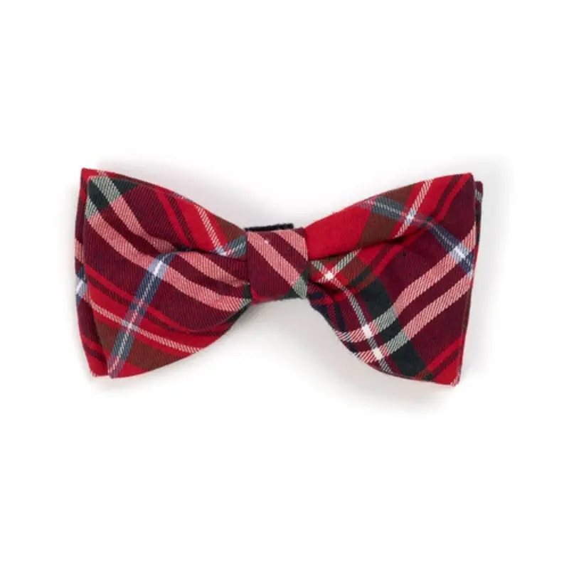 Red Plaid Pet Dog Bow Tie Small