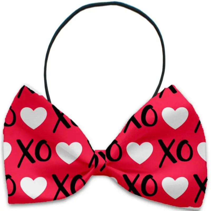 Red XOXO Pet Dog Bow Tie Elastic - Necks 10 - 19 inches