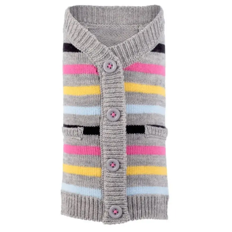 Stripe Pink Dog Cardigan Sweater