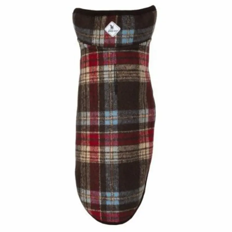 Alpine Sherpa Lined Dog Coat - Brown/Red/Blue Plaid 8