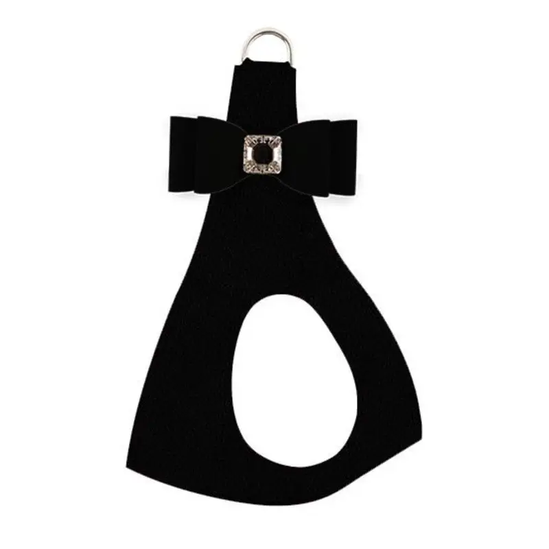 Black Big Bow on Black Step In Dog Harness
