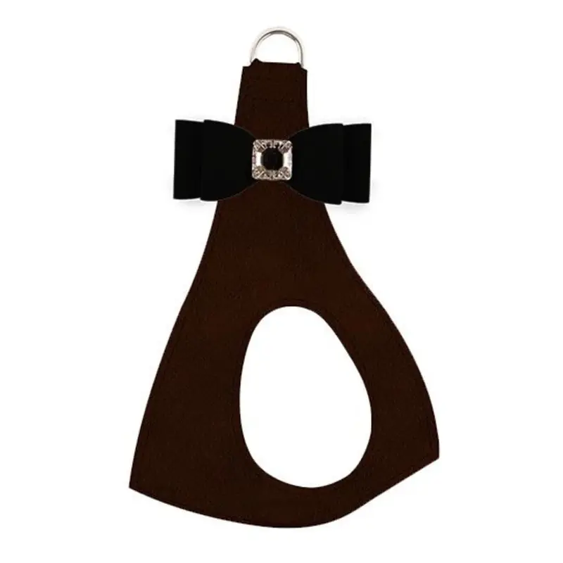 Black Big Bow on Chocolate Step In Dog Harness