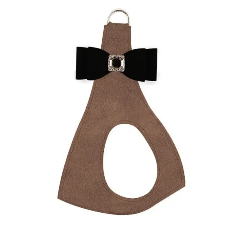 Black Big Bow on Fawn Step In Dog Harness