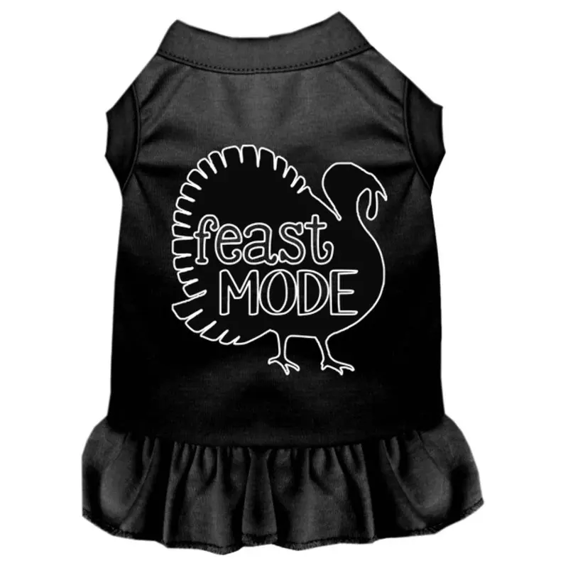 Feast Mode Screen Print Dog Dress Black