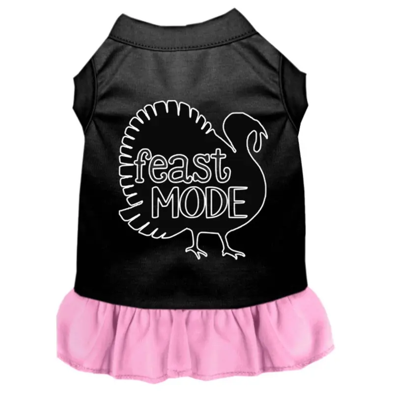 Feast Mode Screen Print Dog Dress Black With Light Pink