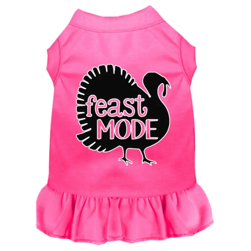 Feast Mode Screen Print Dog Dress Bright Pink
