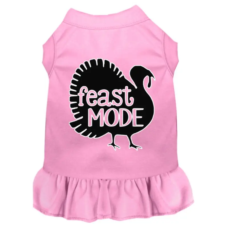 Feast Mode Screen Print Dog Dress Light Pink