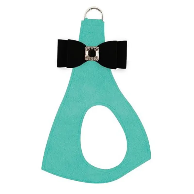 Black Big Bow on Tiffi Blue Step In Dog Harness