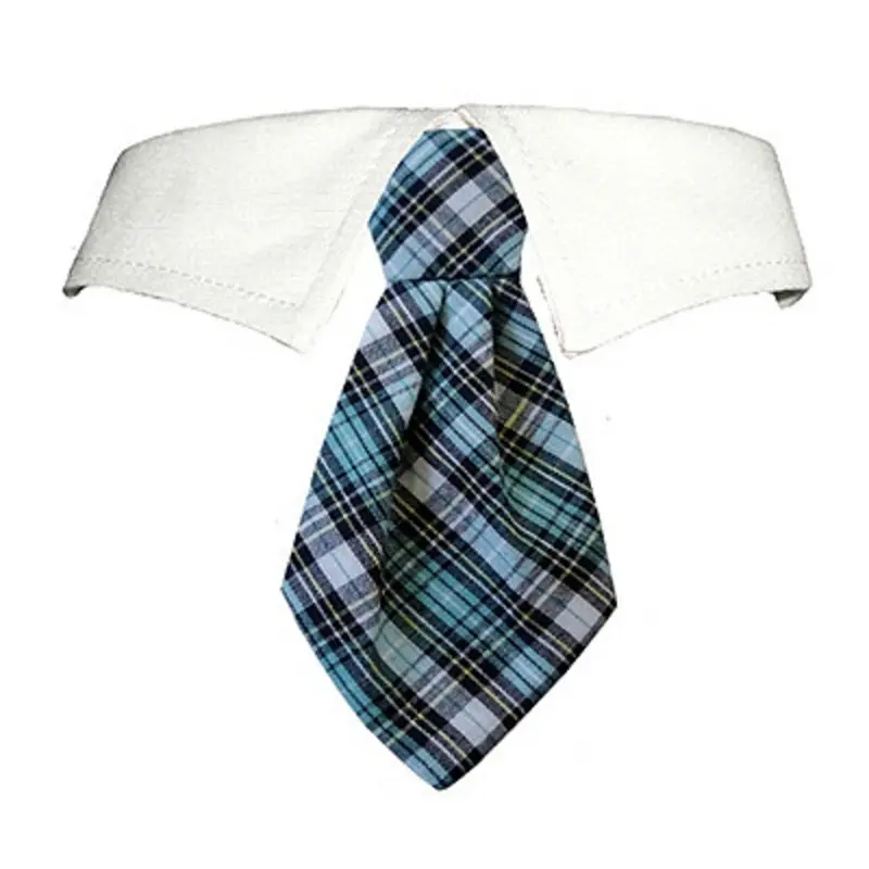 James Blue Plaid Dog Neck Tie & Dog Collar