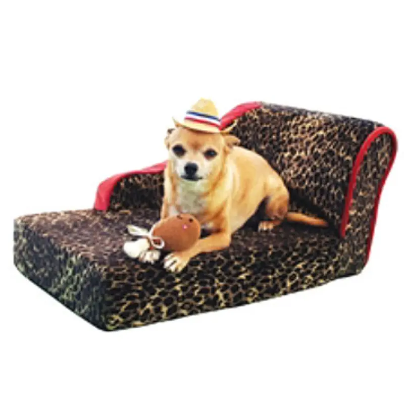 Leopard Chaise Lounge Dog Bed - Sangria by Pet Flys 15.95
