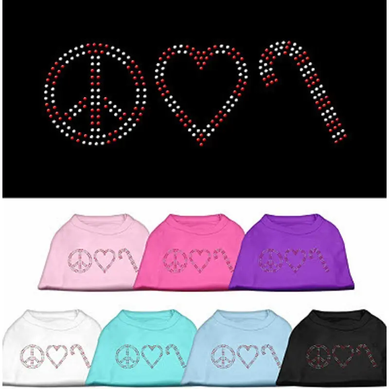 Peace, Love, Candy Canes Rhinestone Dog Tank