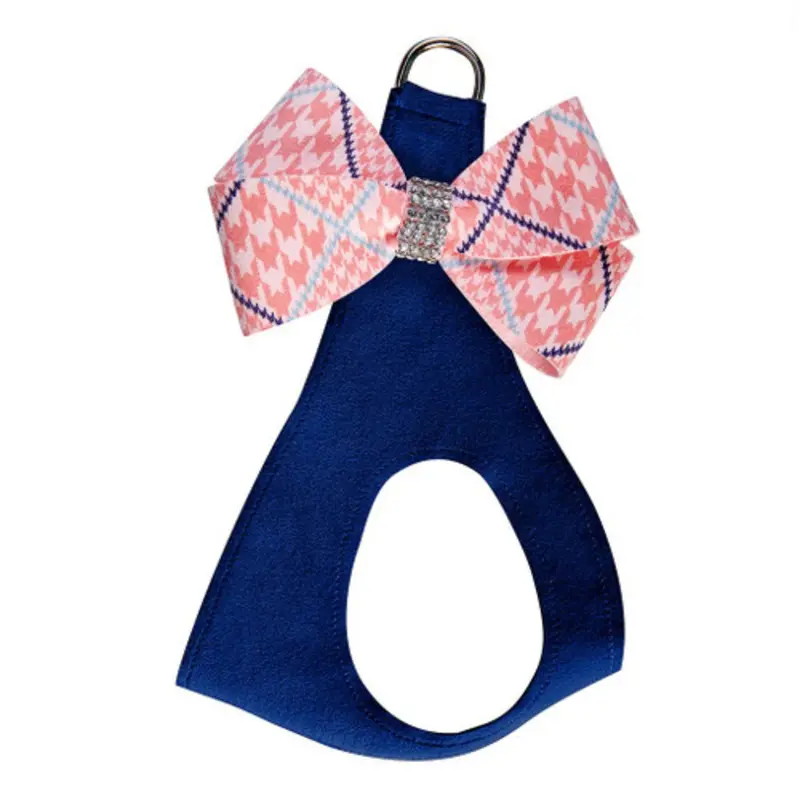 Peaches N Cream Glen Houndstooth Nouveau Bow Step In Harness - Indigo