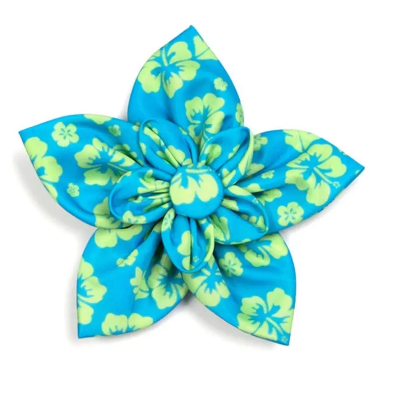 Aloha Turquoise Pet Dog Collar Flower Small