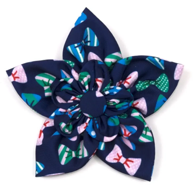 Bow Ties Navy Pet Dog Collar Flower Small