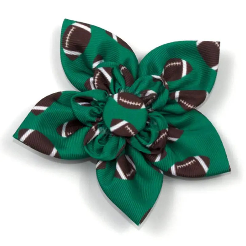 Green Football Pet Dog Collar Flower Small