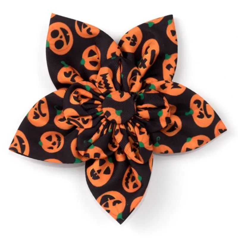 Jack-O-Lantern Pet Dog Collar Flower Small
