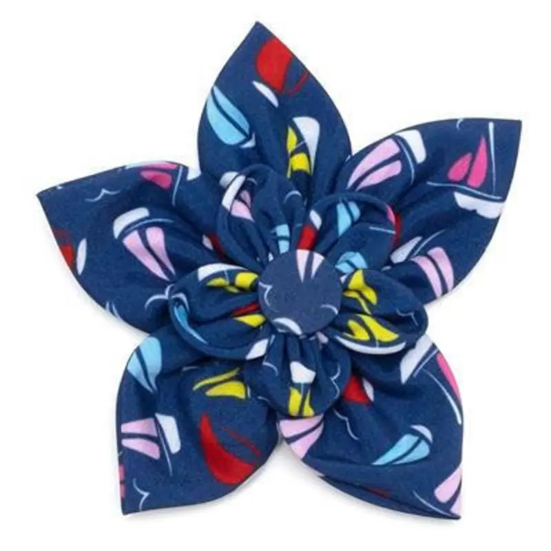 Navy Sailboats Pet Dog Collar Flower Small