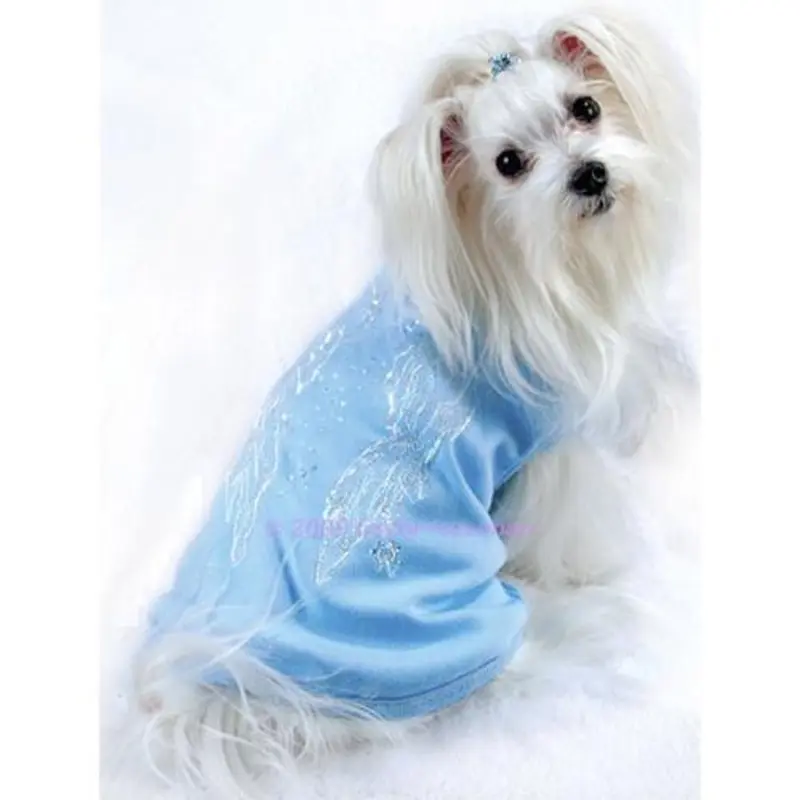 Angel Wings Dog Tee - Blue XS