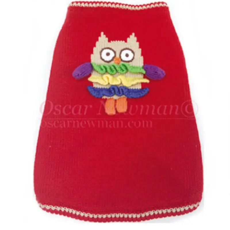 Owl Walk All Over You Dog Sweater - Red Small