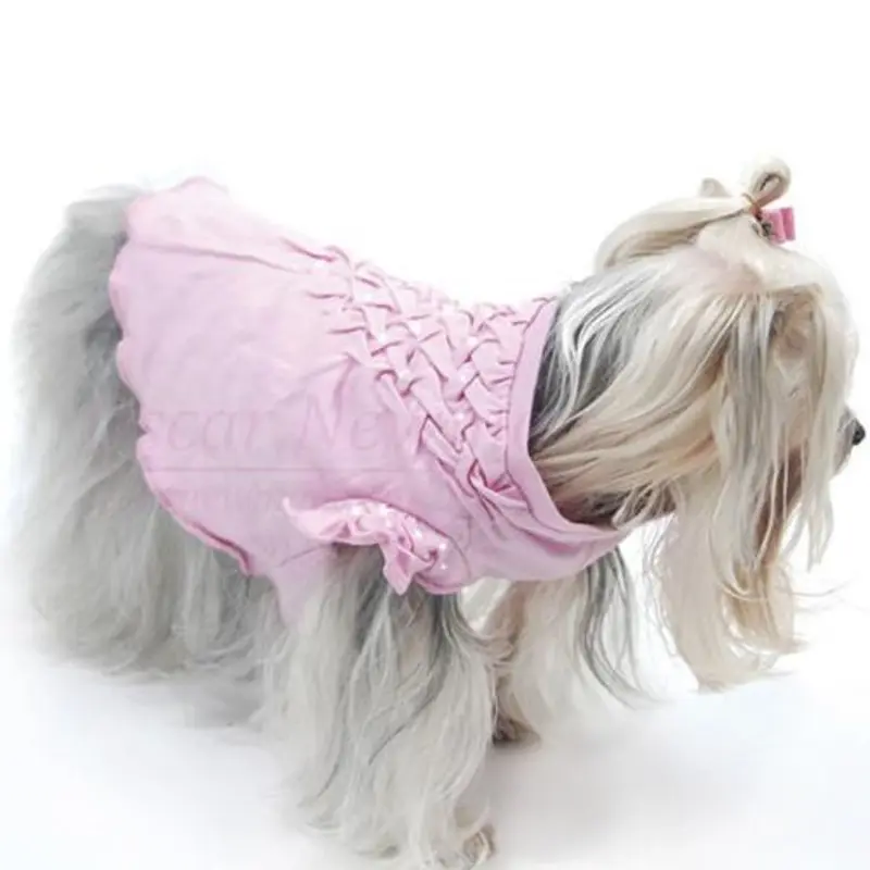 Think in Pink Hand-Smocked Dog Tee Small