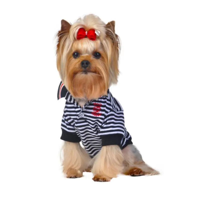 Black/White Stripe Polo Dog Shirt XS  - Sz 8