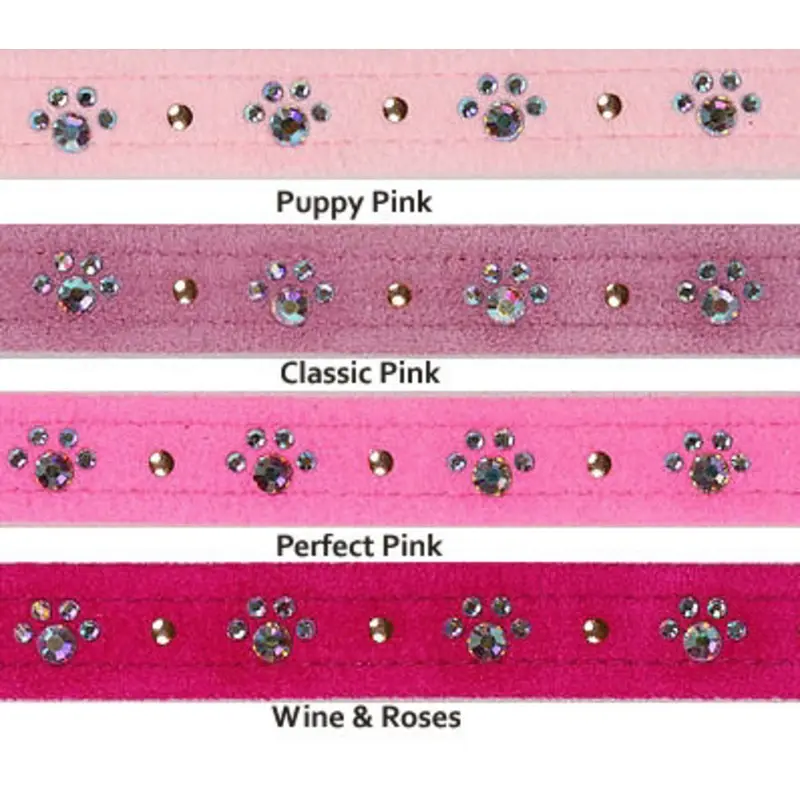 Crystal Paw Print Collars - Pinks - Susan Lanci Puppy Pink