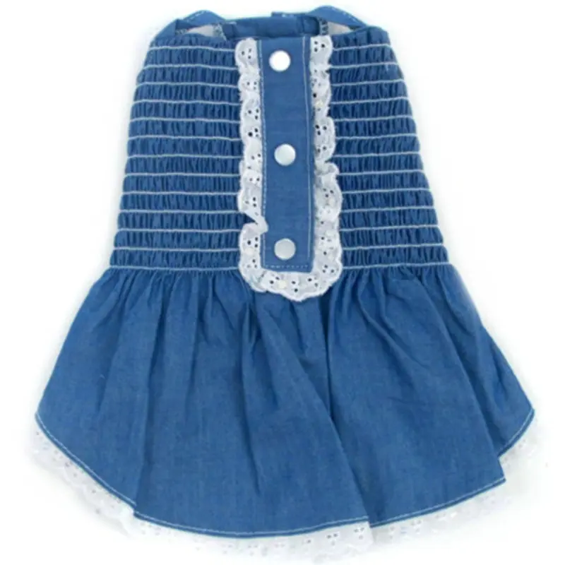 Light Up My Sky Chambray Smocked Dog Dress Large