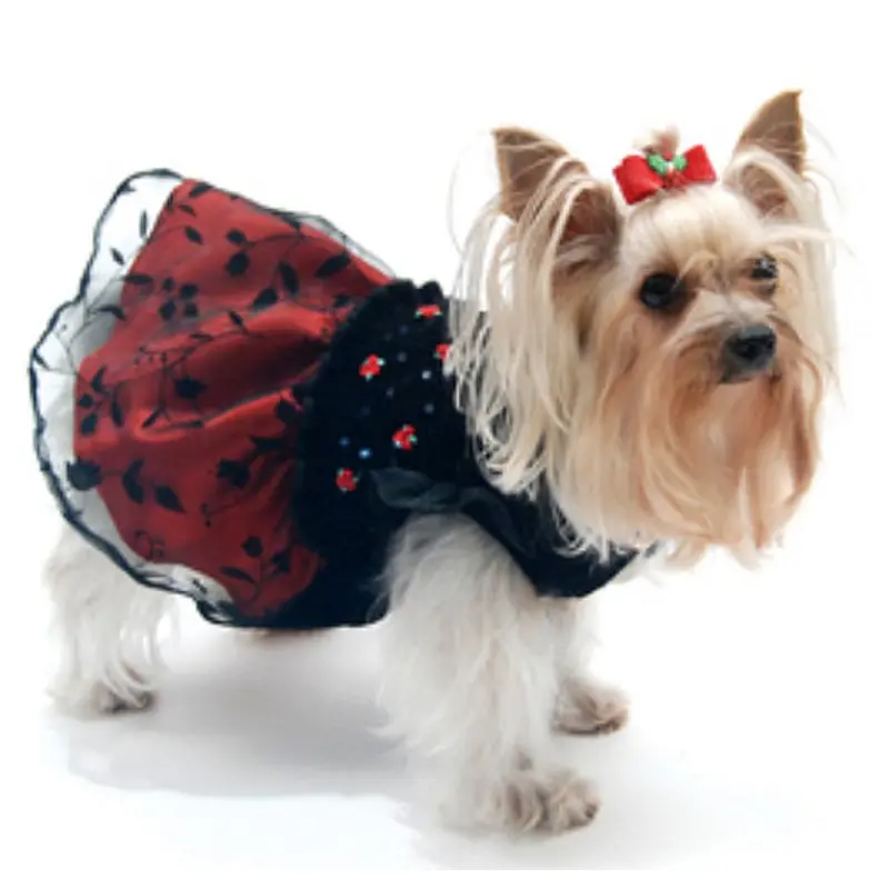 Midnight Gala Smocked Dog Dress Small