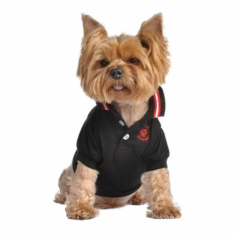 Polo Dog Shirt - Black- Tiny and Small Pet Sz 8